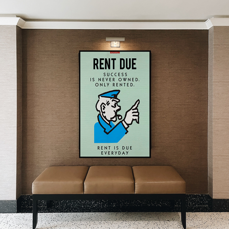 Alec Monopoly Rent Due Play Card Canvas Wall Art-ChandeliersDecor