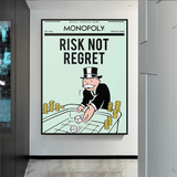 Alec Monopoly Risk Not Regret Play Card Canvas Wall Art-ChandeliersDecor