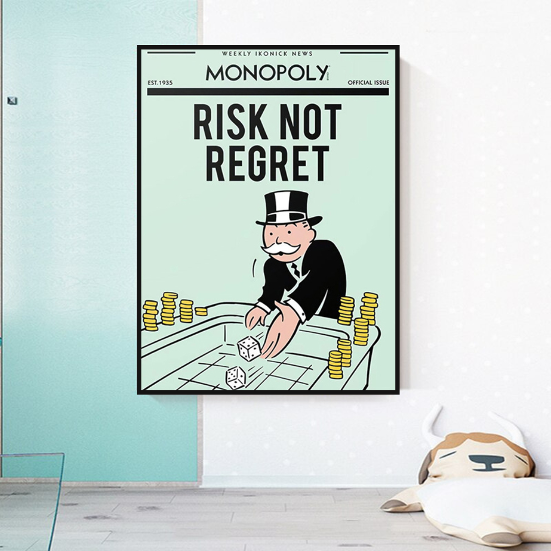 Alec Monopoly Risk Not Regret Spielkarten-Leinwandkunst