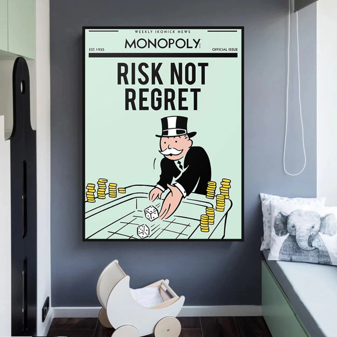 Alec Monopoly Risk Not Regret Spielkarten-Leinwandkunst