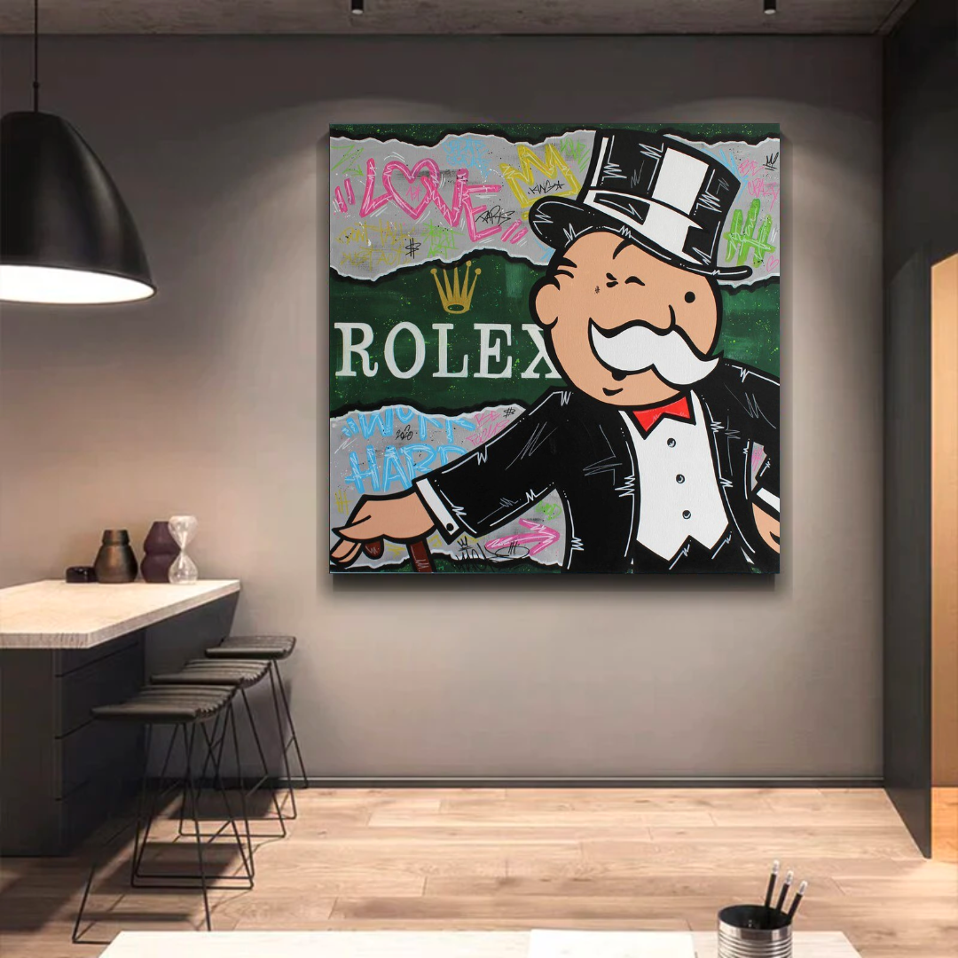 Alec Monopoly Rolex Money Man Canvas Print-ChandeliersDecor