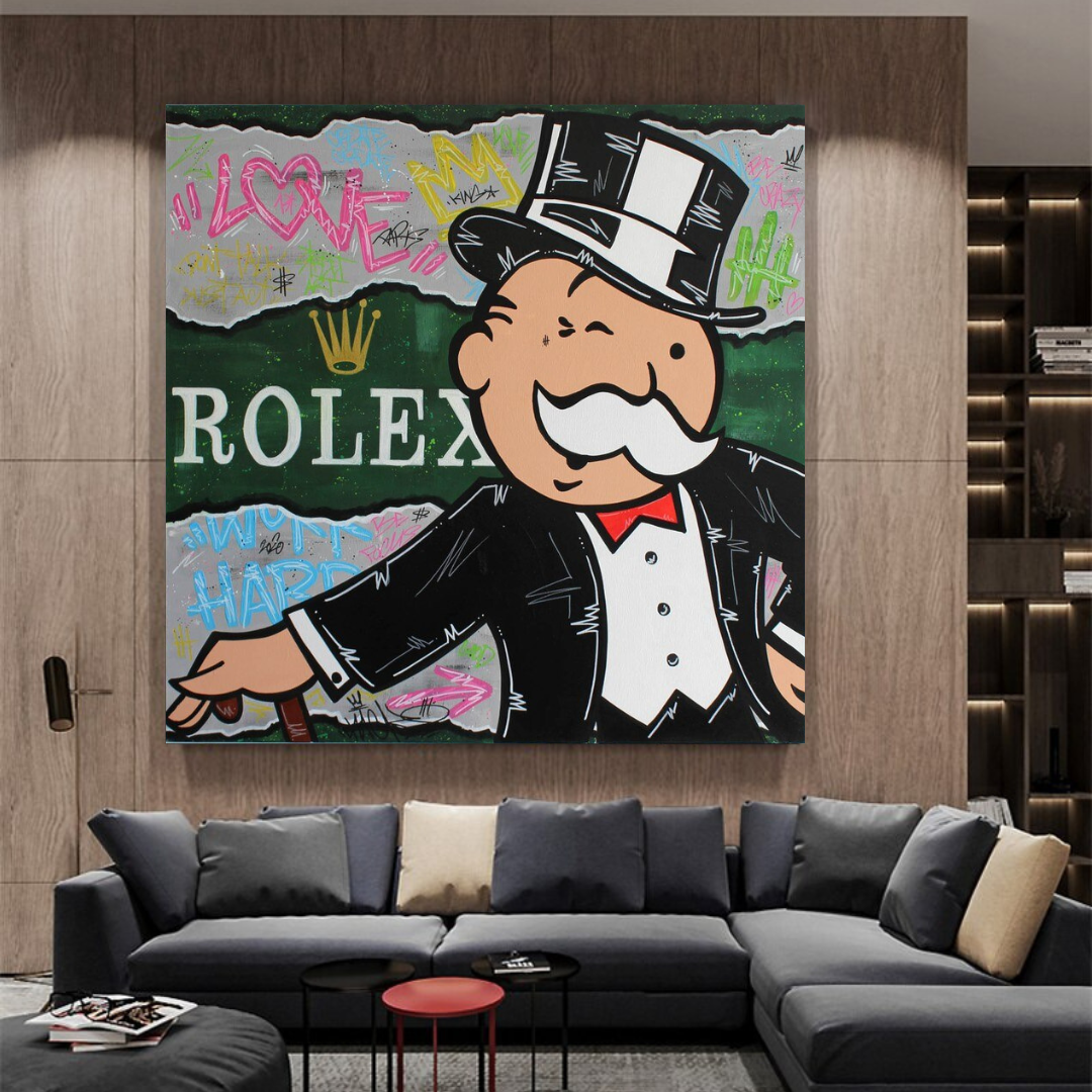 Alec Monopoly Rolex Money Man Canvas Print-ChandeliersDecor