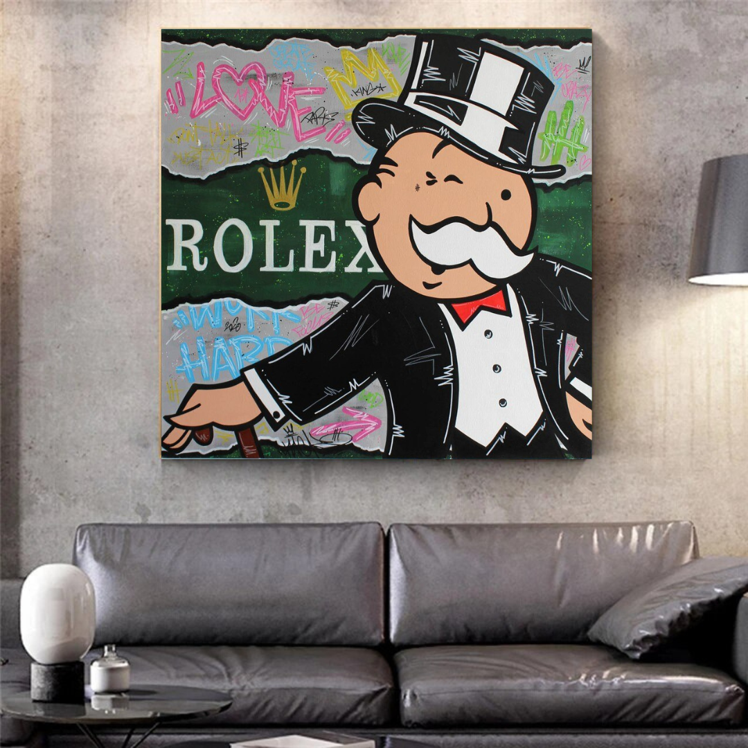 Alec Monopoly Rolex Money Man Canvas Print-ChandeliersDecor