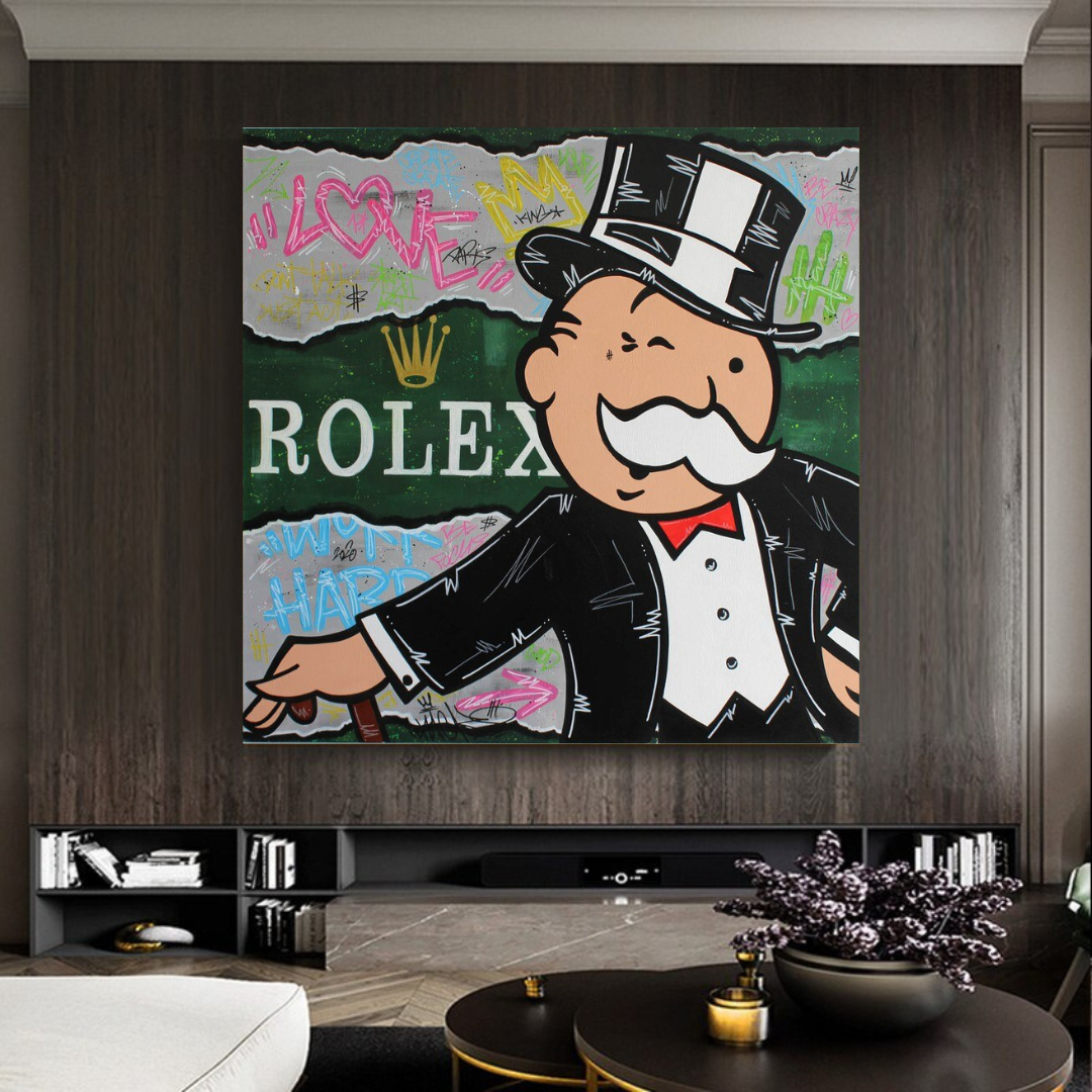 Alec Monopoly Rolex Money Man Canvas Print-ChandeliersDecor