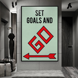 Alec Monopoly Set Goals and Go Play Card Canvas Wall Art-ChandeliersDecor