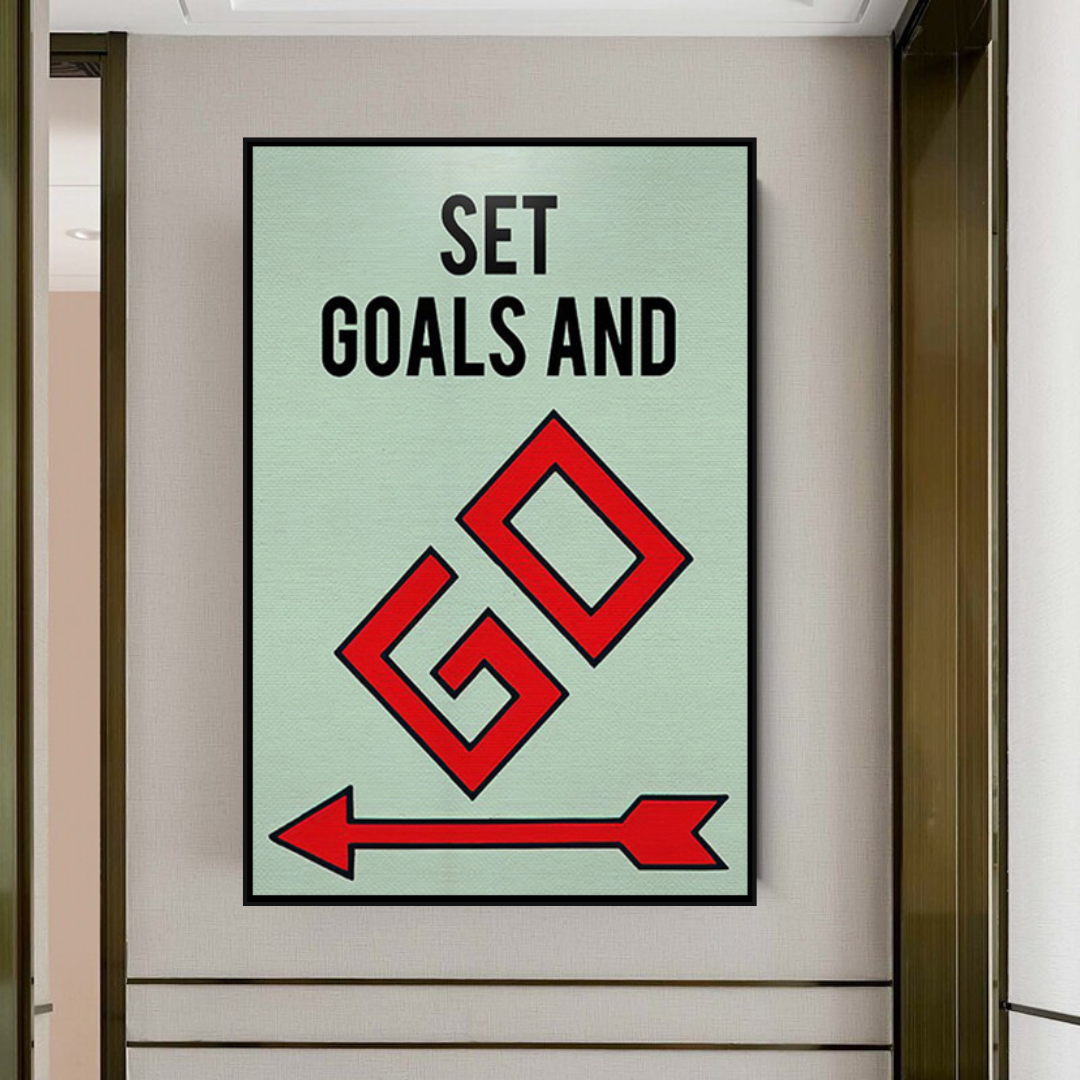 Alec Monopoly Set Goals and Go Play Card Canvas Wall Art-ChandeliersDecor