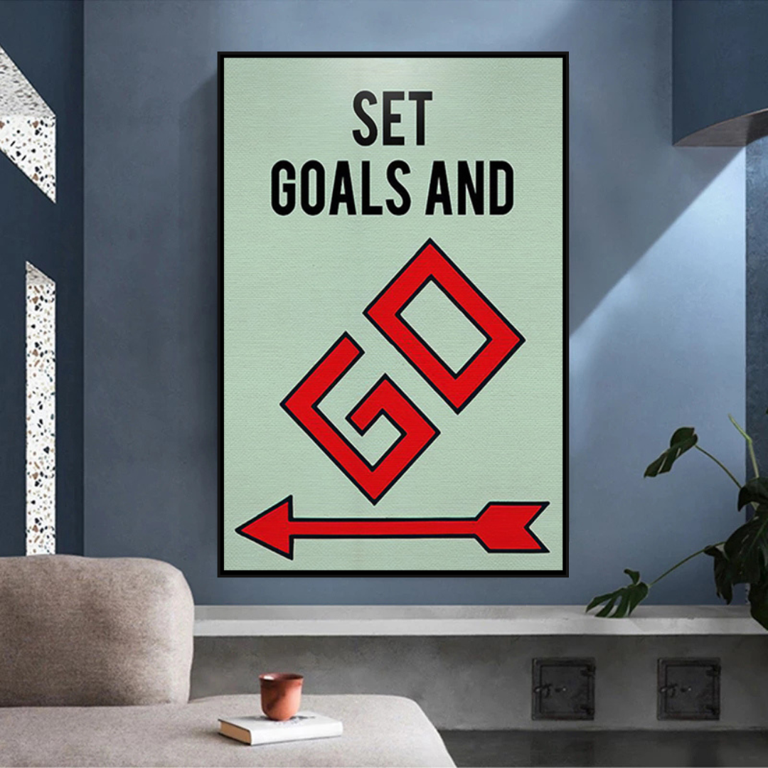 Alec Monopoly Set Goals and Go Play Card Canvas Wall Art-ChandeliersDecor