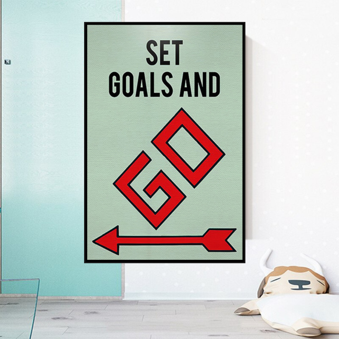 Alec Monopoly Set Goals and Go Play Card Canvas Wall Art-ChandeliersDecor