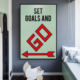 Alec Monopoly Set Goals and Go Play Card Canvas Wall Art-ChandeliersDecor