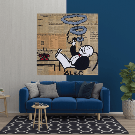 Alec Monopoly Smoking Cigar Canvas Wall Art-ChandeliersDecor