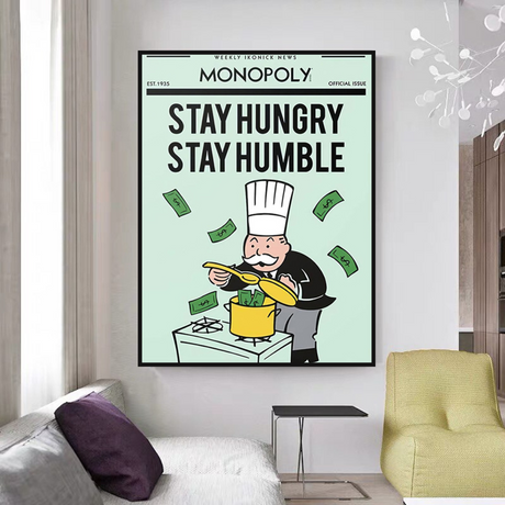 Alec Monopoly Stay Hungry Stay Humble Play Card Canvas Wall Art