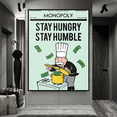 Alec Monopoly Stay Hungry Stay Humble Play Card Canvas Wall Art-ChandeliersDecor