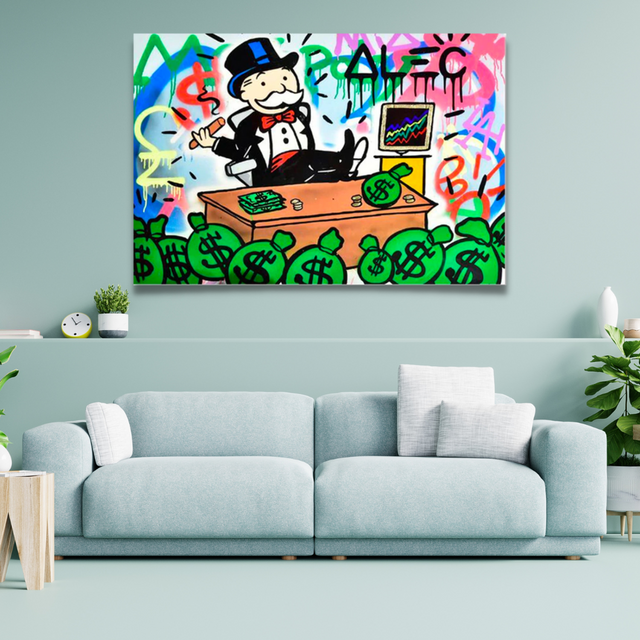 Alec Monopoly Stock Broker Art: Millionaire Canvas Print