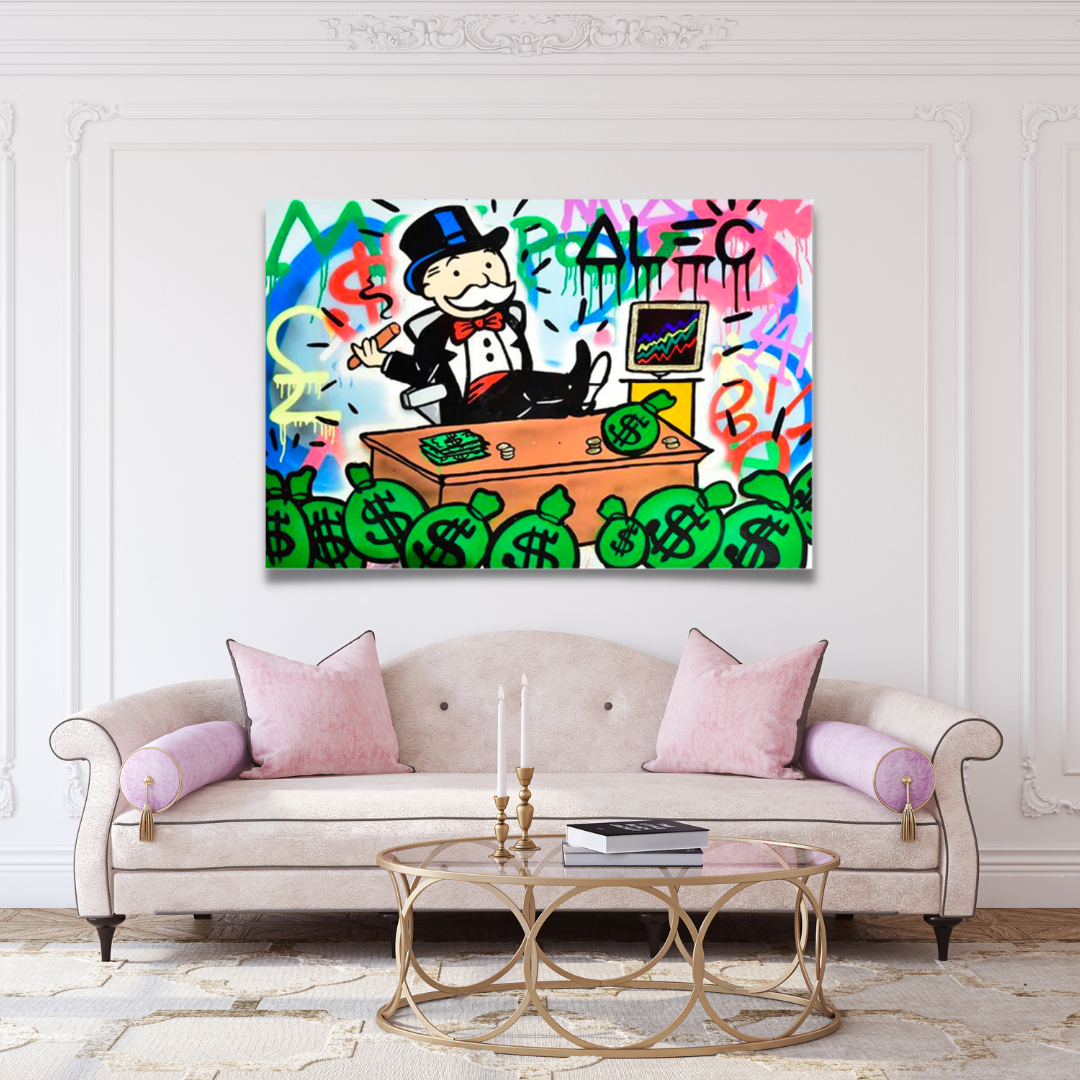 Alec Monopoly Stock Broker Art: Millionaire Canvas Print-ChandeliersDecor