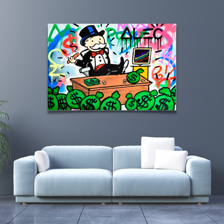 Alec Monopoly Stock Broker Art: Millionaire Canvas Print-ChandeliersDecor