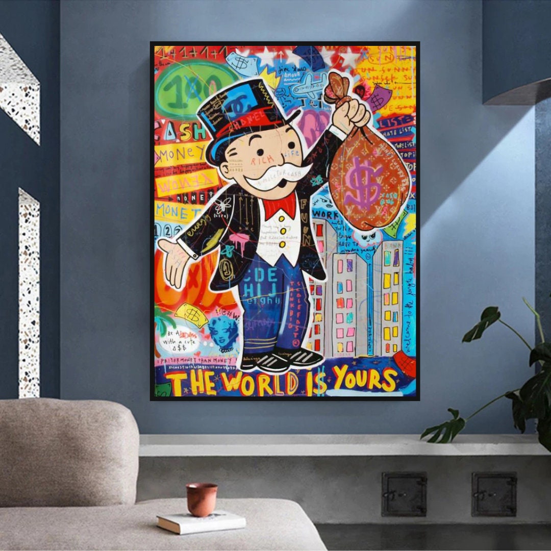 Alec Monopoly The World is Yours Canvas Print-ChandeliersDecor