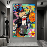 Alec Monopoly The World is Yours Money Bag Canvas Wall Art-ChandeliersDecor