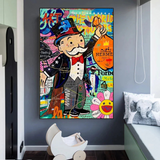 Alec Monopoly The World is Yours Money Bag Canvas Wall Art-ChandeliersDecor