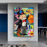 Alec Monopoly The World is Yours Money Bag Canvas Wall Art-ChandeliersDecor