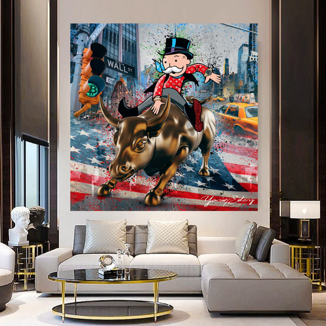 Alec Monopoly Wall Street Canvas Art - Forex Money Power-ChandeliersDecor