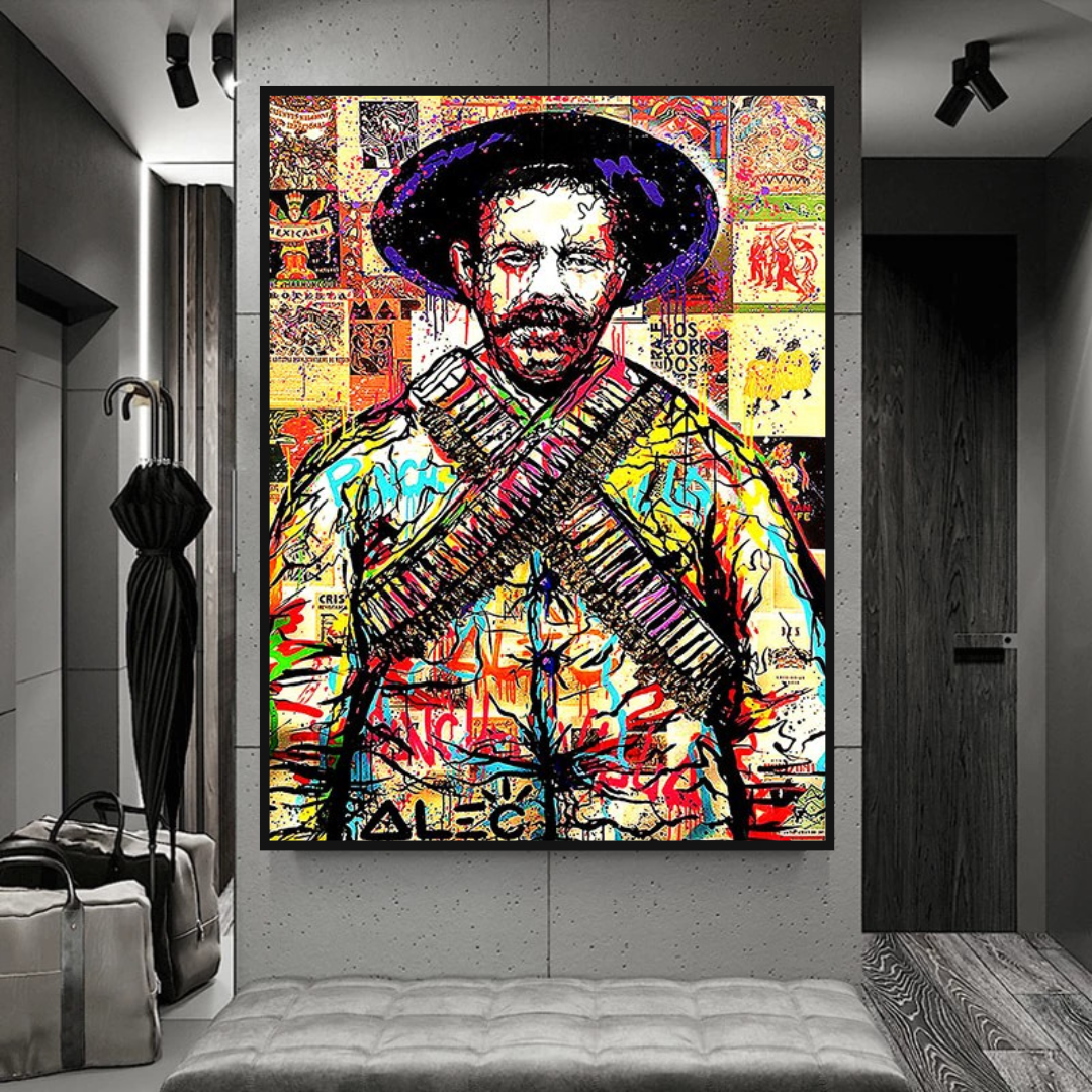 Alec Pancho Villa Mexican General Pop Canvas Wall Art-ChandeliersDecor