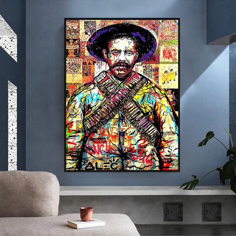 Alec Pancho Villa Mexican General Pop Canvas Wall Art-ChandeliersDecor