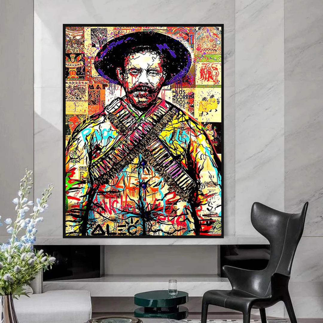 Alec Pancho Villa Mexican General Pop Canvas Wall Art-ChandeliersDecor