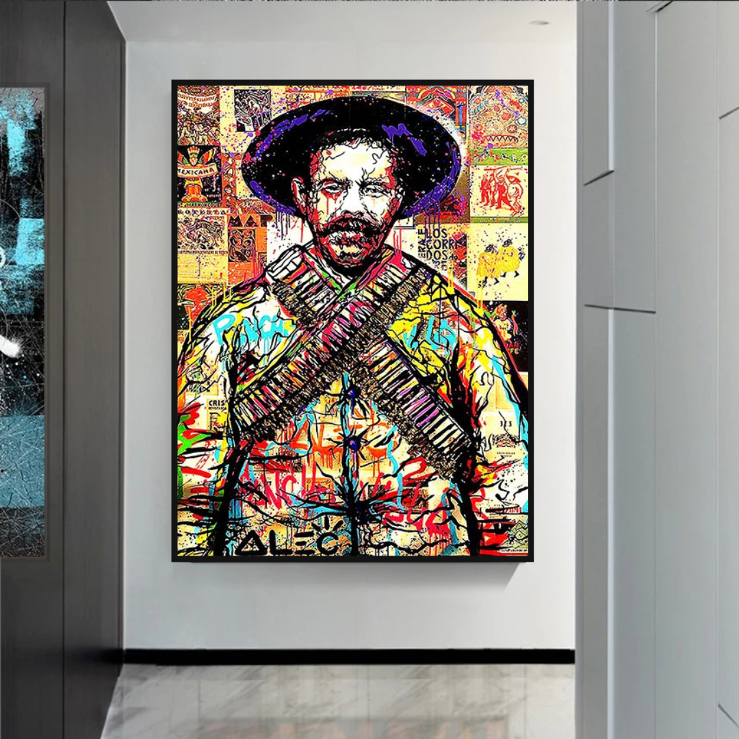 Alec Pancho Villa Mexican General Pop Canvas Wall Art-ChandeliersDecor