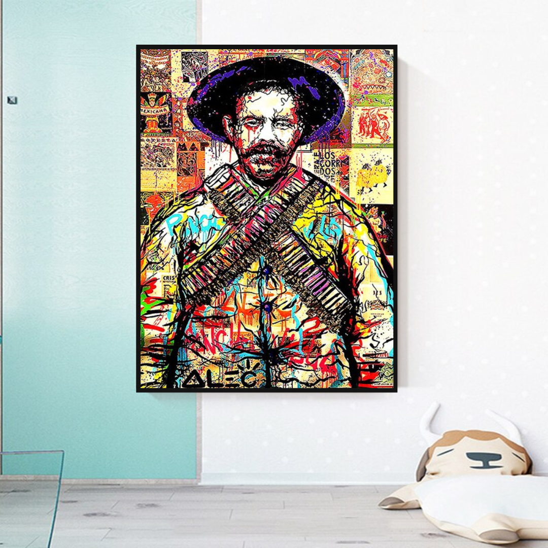 Alec Pancho Villa Mexican General Pop Canvas Wall Art-ChandeliersDecor