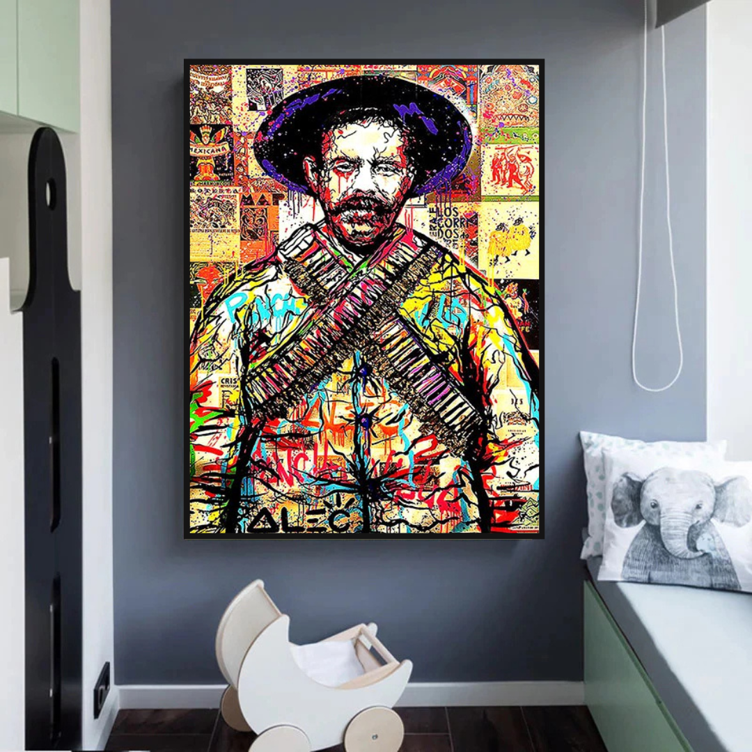 Alec Pancho Villa Mexican General Pop Canvas Wall Art-ChandeliersDecor