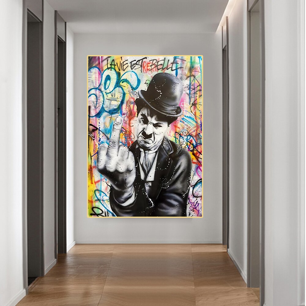 Angry Chaplin Canvas Wall Art-ChandeliersDecor