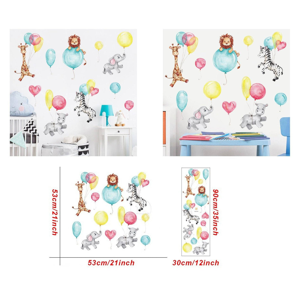 Animals hanging from Balloons Wall sticker | Nursery Wall Murals | Gifts for kids