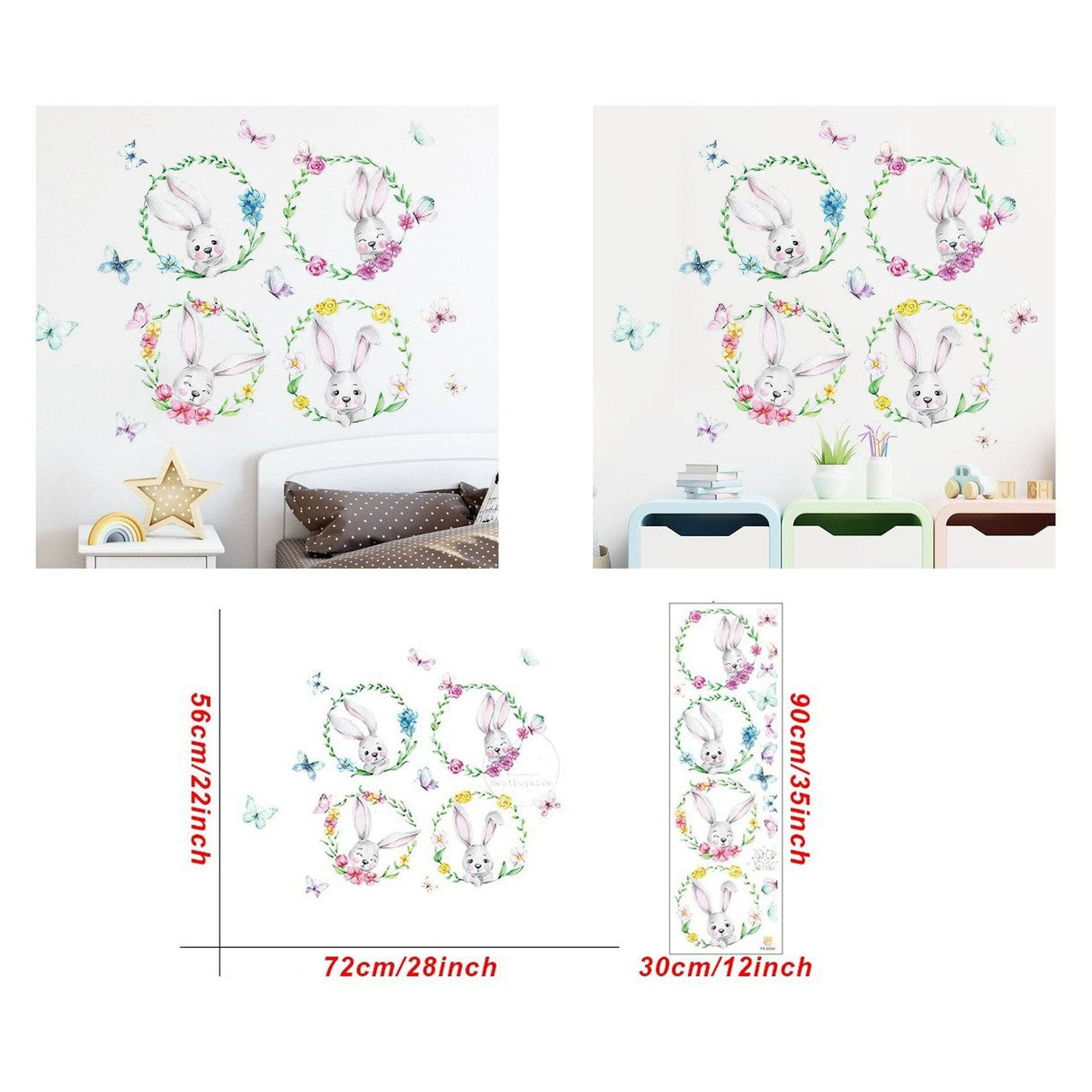 Animals hanging from Balloons Wall decal | Bunny Rabbit Set | Gifts for kids