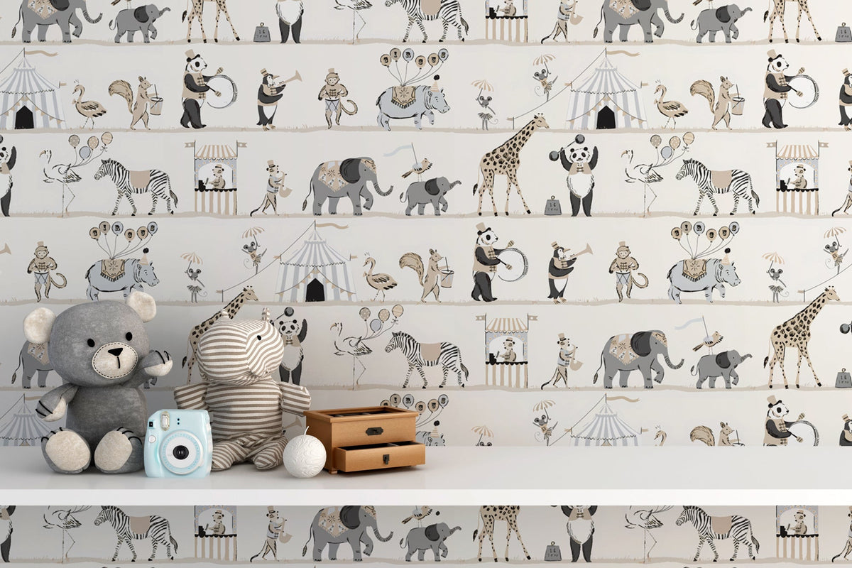 Animal Circus - Kids Room Wallpaper Mural-ChandeliersDecor