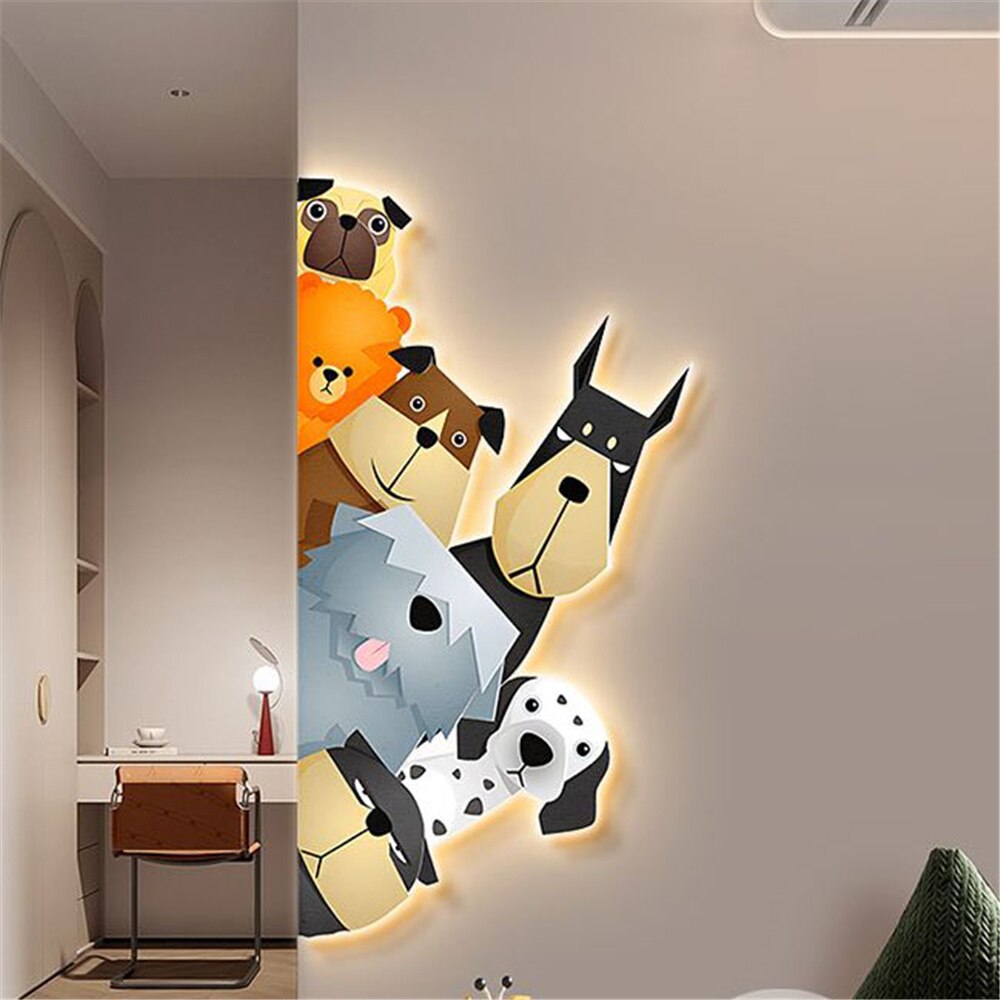 Animal Murals Led Wall Lamp With Plug Wire For Kids Room-ChandeliersDecor