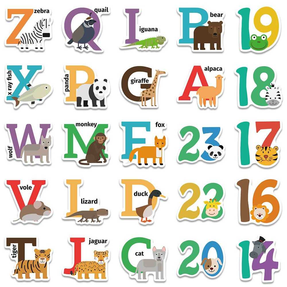 Animal to Theme Alphabet and Number Stickers-ChandeliersDecor