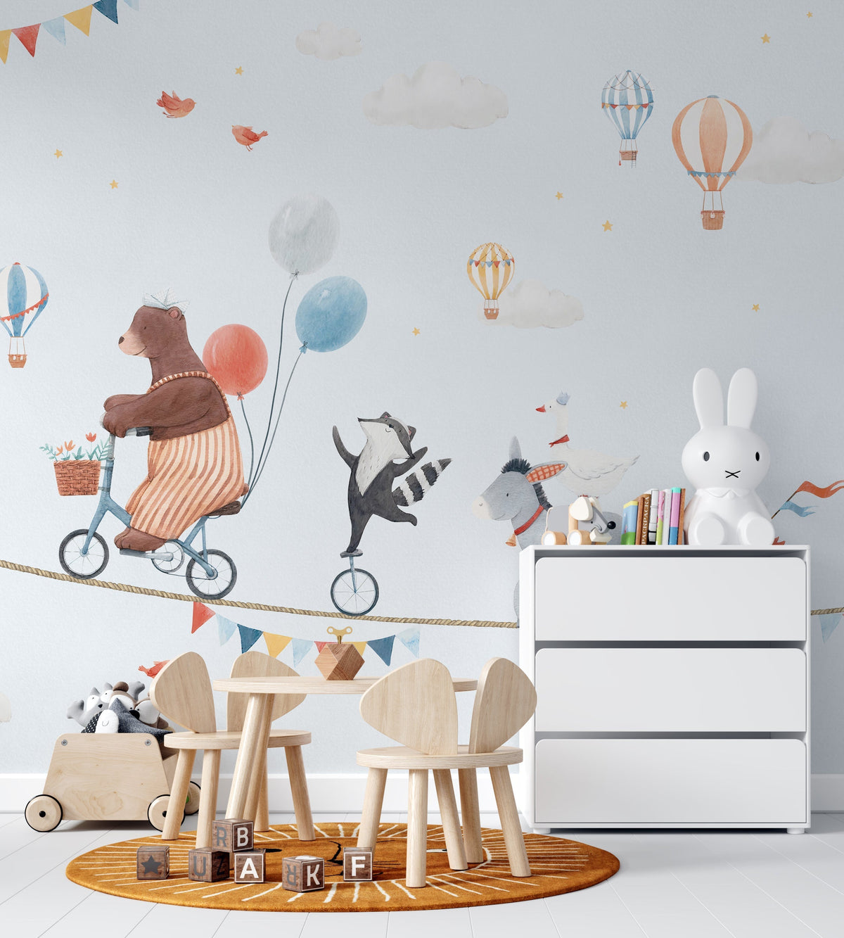 Animals Circus Kids Room Wallpaper Mural-ChandeliersDecor