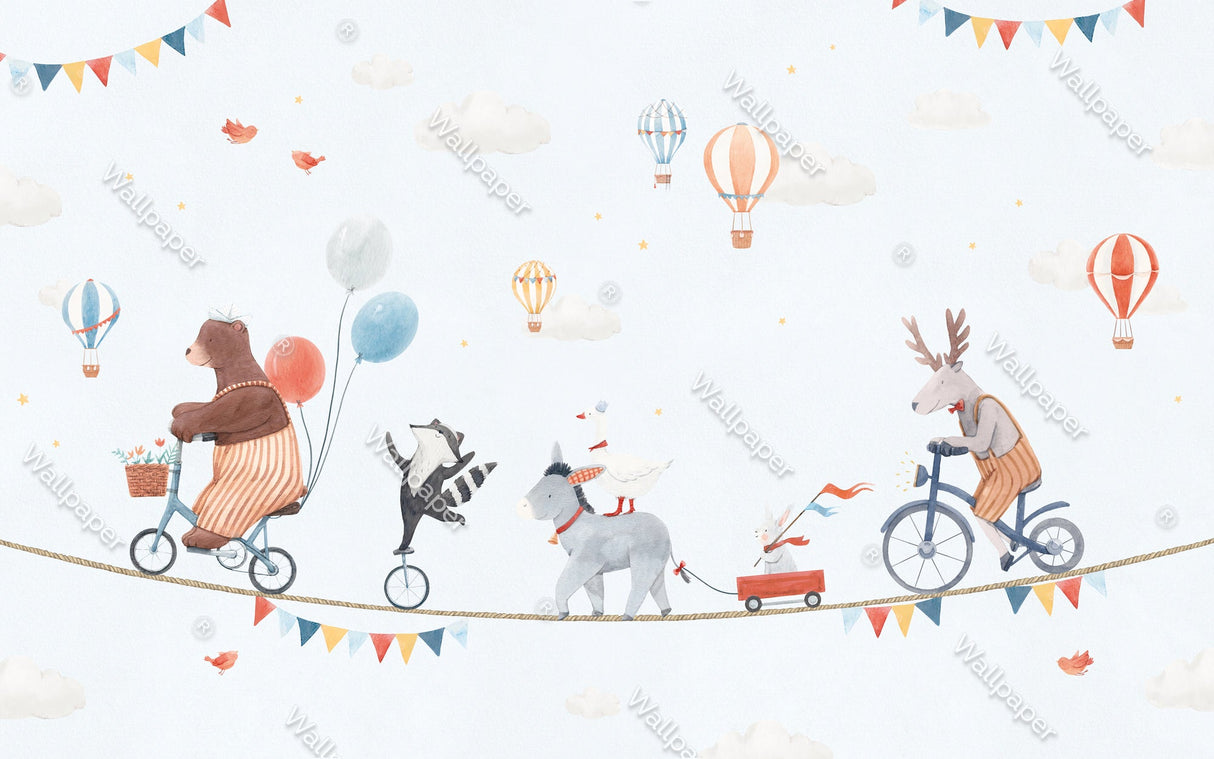 Animals Circus Kids Room Wallpaper Mural-ChandeliersDecor