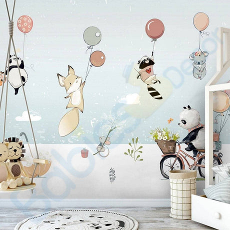 Animals hanging from Balloons Wall decal | Animal Wall Stickers | Nursery Wall Stickers