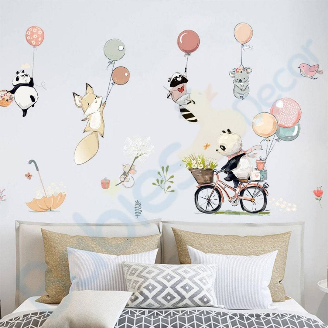 Animals hanging from Balloons Wall decal | Animal Wall Stickers | Nursery Wall Stickers