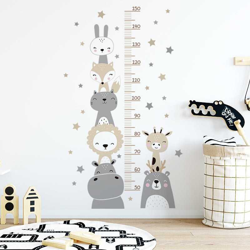 Animals and Stars Height Ruler Wall Stickers for Kids | Kids Height Ruler Decal