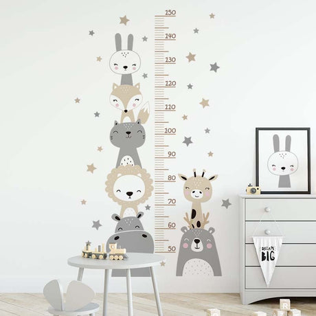 Animals and Stars Height Ruler Wall Stickers for Kids | Kids Height Ruler Decal