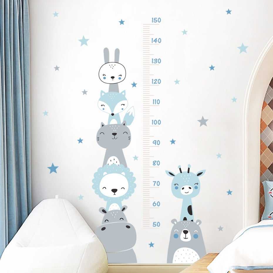 Animals and Stars Height Ruler Wall Stickers for Kids | Kids Height Ruler Decal