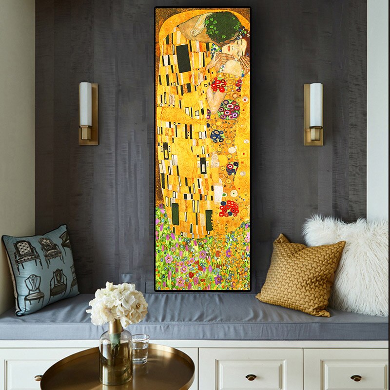 Artist Gustav Klimt kiss Canvas Wall Art-ChandeliersDecor