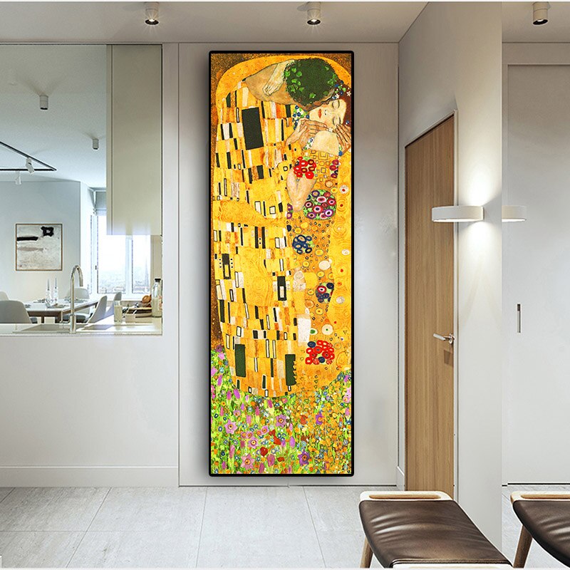 Artist Gustav Klimt kiss Canvas Wall Art-ChandeliersDecor