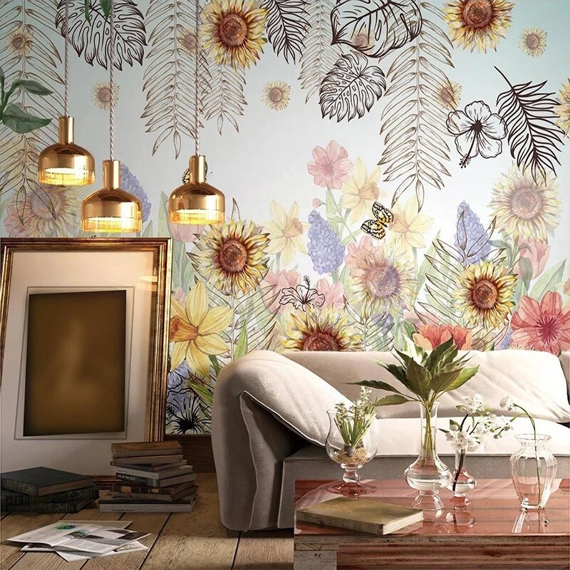 Artistic Leaf Wallpaper for Home Wall Decor