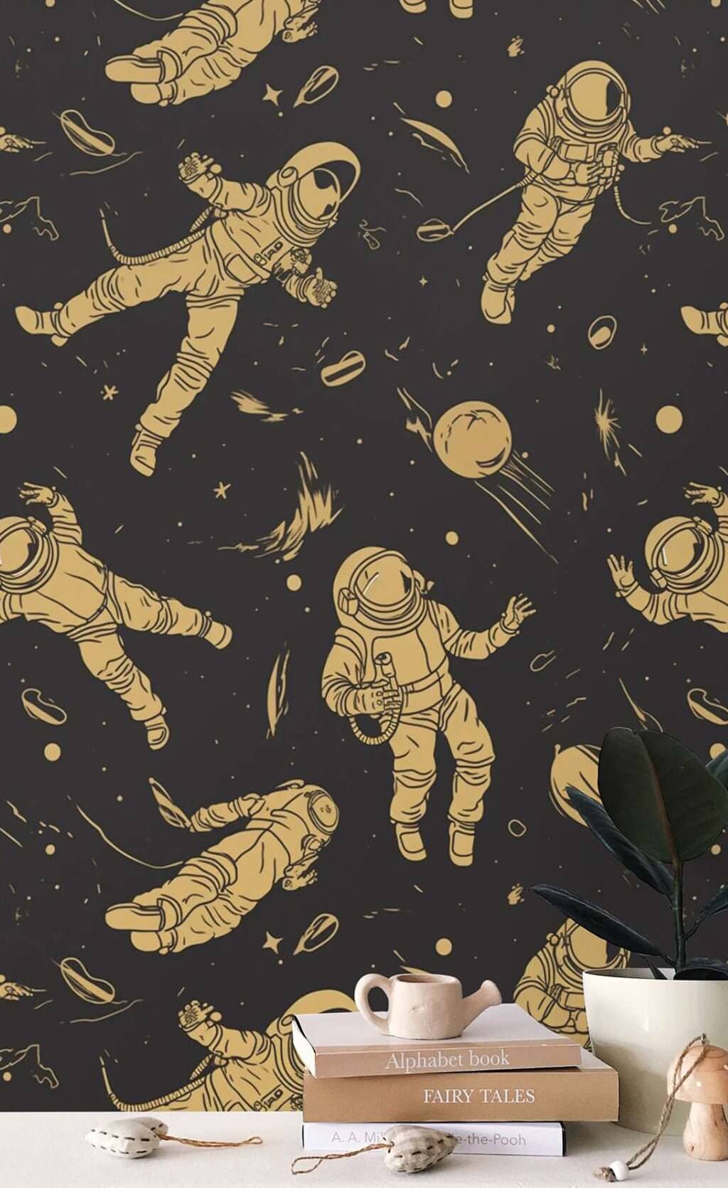 Astromaut in space Wallpaper Mural for kids Room-ChandeliersDecor.com