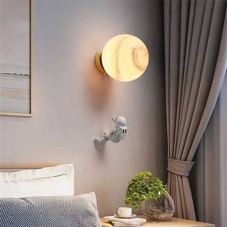 Astronaut on Moon Wall Lamp - Kids Room Lighting-ChandeliersDecor