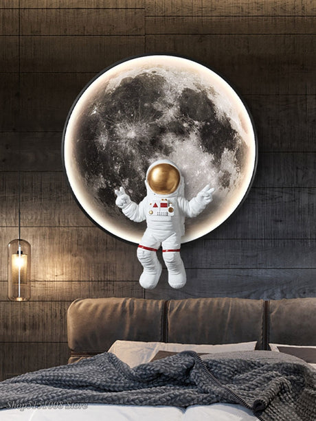 Astronaut on Moon Wall Light: Illuminate with Space-ChandeliersDecor