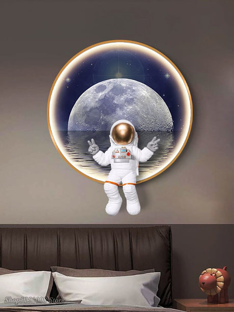 Astronaut on Moon Wall Light: Illuminate with Space-ChandeliersDecor